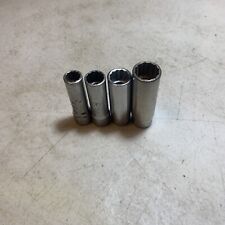 SNAP ON TOOLS- Lot of 4 Deep Sockets,3/8” Drive,12pt(3/8”,7/16”,1/2”,9/16”)  FVS picture