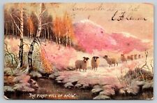 Postcard Tucks Oilette in the Scottish Highlands first fall of snow glitter 57 picture
