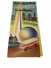 Vintage 1939 Santa Fe Trailways New York World Fair Pictorial Map & Brochure Dr6 picture