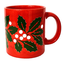 Waechtersbach Holly Berry Coffee Mug Tea Cup Christmas Red Vintage West Germany picture