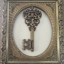 rare vintage mcm syroco gold plastic wall hanging skeleton key picture