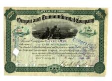 1886 Oliver Ames - Business Mogul & Massachusetts Gov. signs Stock Certificate   picture