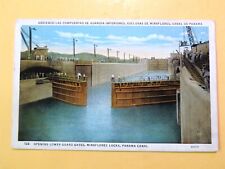 MIraflores Locks Panama Canal Panama vintage postcard Opening Lower Guard Gates picture