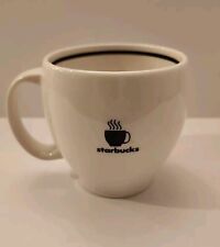 Starbucks Abbey Coffee Mug Cup Ceramic White Black Steaming Logo 14oz 2004 picture