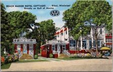 1950s BILOXI, Mississippi Postcard BEACH MANOR HOTEL COTTAGES Highway 90 LINEN picture