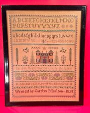 Vintage 1891 Sampler Wrought By Carolyn Moulson Nice Framed Example LOOK READ picture