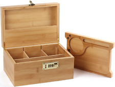 Large Bamboo Box with Combination Lock Decorative Box for Home Locking Storage B picture