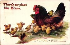 1915 Fred Spurgin THERE'S NO PLACE LIKE HOME Hen & Chicks Postcard picture
