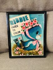 Vintage Bluebird Picture/print Wall Plaque Hanging Framed, Kitsch/Kitschy Decor picture