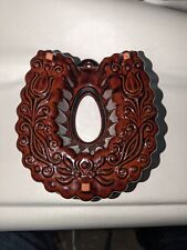 VTG Lucky Horseshoe Pottery Baking Mold Cake Pan Floral Wall Decor German picture