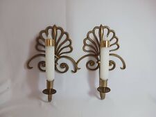 Pair of Vintage Brass Candle Sconces  MCM 2 Candlesticks picture