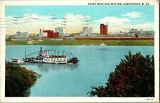 1930'S. FERRY BOAT SKYLINE, HUNTINGTON, W. VA. POSTCARD CK2 picture