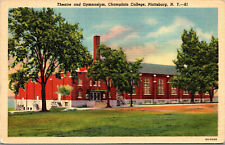 Vtg 1930s Champlain College Theatre & Gymnasium Plattsburg New York NY Postcard picture