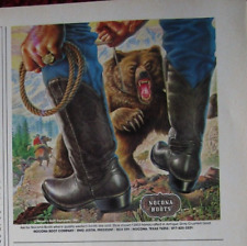 1981 NOCONA Western Cowboy Boots Print Ad ~ Brown Bear w/ Alex Ebel Art picture