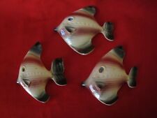 VTG SET OF 3 CERAMICRAFT FISH WALL PINK AND BLACK PLAQUES BATH DECOR picture
