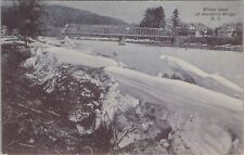 Winter Scene at Northville Bridge New York Sacandaga Park 1908 Postcard picture