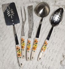 Vintage EKCO 5pc Country Garden KITCHEN UTENSILS Spatula Ladle Spoon Fork Knife  picture