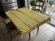 Vintage Yellow Tablecloth Lace Trim Cotton Linen 45 X 66 Farmhouse Cottage  picture