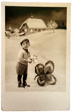 Postcard Czechoslovakia Happy New Year's Boy Playing In The Snow picture