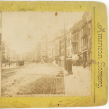 Albany NY Broadway Street Stereoview c1870 New York Shops Stores Road Photo E531 picture