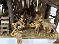 Vintage 1970s Fontanini Italy 13  piece Nativity figurine set Large Stable House picture