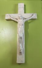 VTG Iridescent Pearl Color Ceramic Porcelain Christ/Jesus on The Cross Wall Art picture