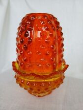 Vintage Fenton Art Glass Amberina Orange Hobnail Fairy Light Lamp Mint-Read picture