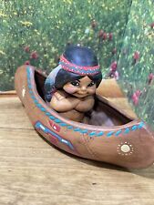 Vintage Native American Child In Canoe Figurine picture