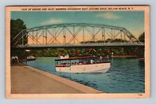 Sylvan Beach NY-New York View Of Bridge & Inlet, Excursion Boat Vintage Postcard picture