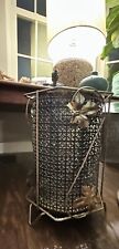 VTG  MCM GOLD FLORaL METAL SWIRL MESH 50’s 60’s  Trash Umbrella Can Stand picture