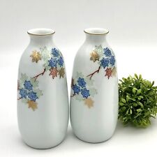 Fukagawa Arita Porcelain Bud Vase Matching Pair Gold Gilt Sake Decanter Japan picture