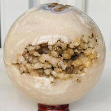 1440g Natural Cherry Blossom Agate Sphere Quartz Crystal Ball Healing picture