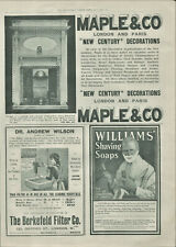 Antique B&W Advertisement Print Maple & Co & Wolsey & Berkefeld Filter Co 1901 picture