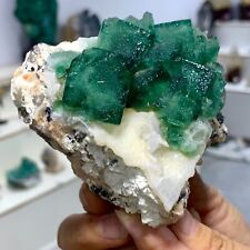 401G Rare transparent GREEN cubic fluorite mineral crystal sample/China picture