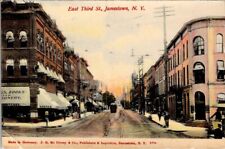 Jamestown, NY, East Third St, Stores, Signs, Trolley, People, c1908 #1727 picture