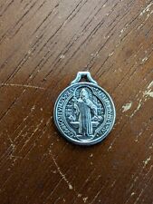 St Benedict Medal Black & Silver Silvertone Frame Patron of School Children picture
