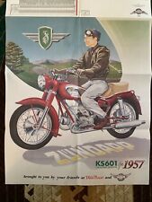 Vintage 1957 Zundapp KS601 Supersport Motorcycle Poster Accessory Mart 1990s picture