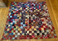 Vintage Hand Sewn Quilt Made with Shirts and Ties, 61.5