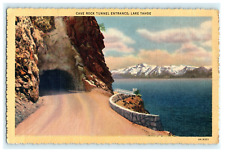 1939 Lake Tahoe CA California Cave Rock Entrance & Lake View - SET OF 2 Linen picture