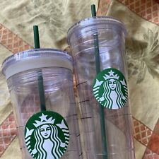 2 Pc Extra Tall Starbucks Traditional Logo Acrylic Venti Cold Tumbler 24 oz Used picture