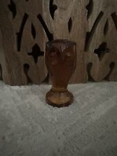 Vintage Amber Owl Heavy  Glass Figurine 4.5 Inches picture