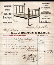 Horton & Ramus - Bedsteads - Brass & Iron - New York 1877 - Letter Head Bill picture