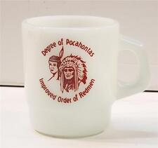 Degree of Pocahontas Improved Order Redmen Indian Milk Glass Mug Vintage Galaxy picture