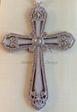 Lenox Cross Ornament Platinum Crystal & Enamel Accents #826565 New In Box picture
