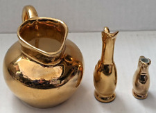 Vintage Japan  Minature Mini Gold Plated Pitcher Set of Three picture