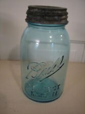 Vintage 1900-1923 Aqua Blue Ball Perfect Mason Quart Jar #9 picture