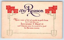 'My Reason' Greeting Card 1912 Postcard picture