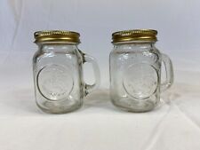 Golden Harvest Cornucopia Salt and Pepper Shakers Clear Thick Glass Handle Large picture