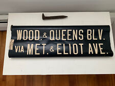 NY NYC BUS 1972 OLD ROLL SIGN WOODHAVEN QUEENS BOULEVARD METROPOLITAN ELIOT AVE picture