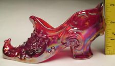 Mosser Glass 1990’s Rose Slipper #117RI Transparent Dark Ruby Red with Carnival picture